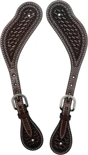Basket Tooled Leather with Silver Spots|Spur Straps|Breastcollar|Headstall