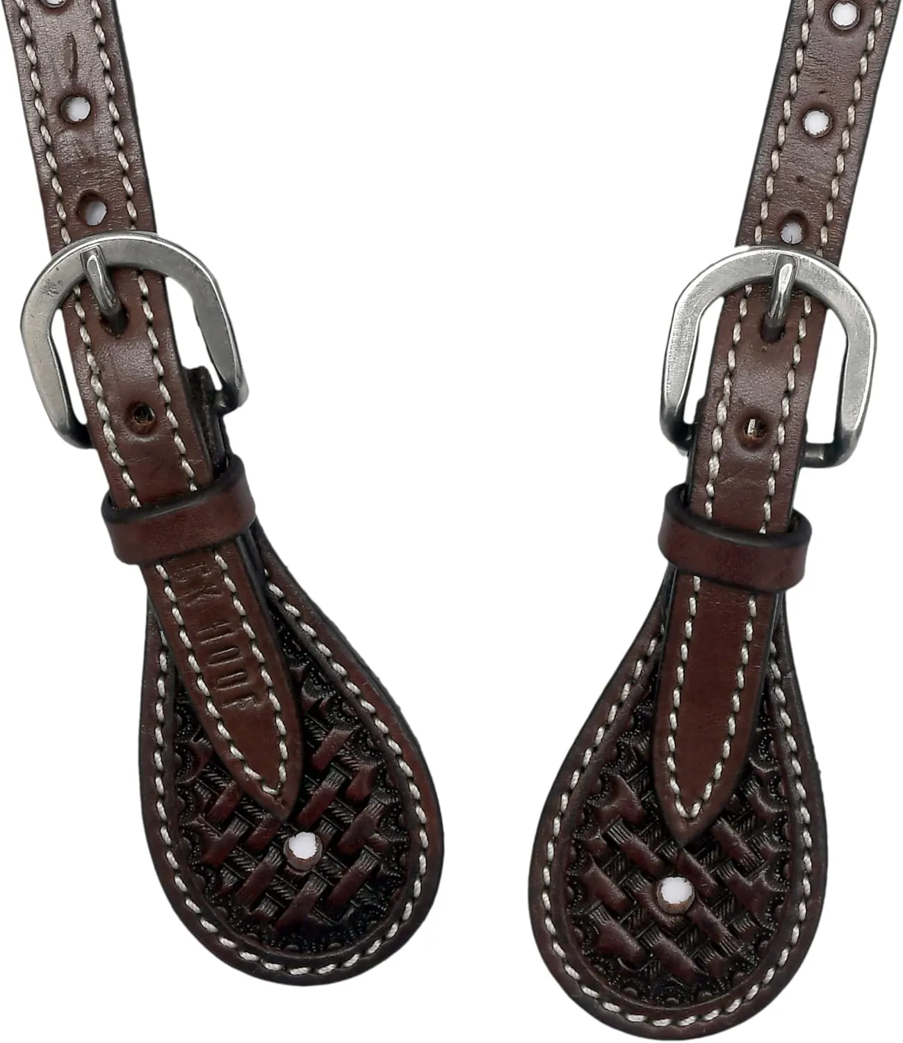 Basket Tooled Leather with Silver Spots|Spur Straps|Breastcollar|Headstall