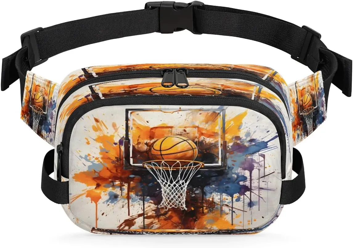 Basketball Rim Basketball Men's and Women's Waist Pack Crossbody Sports Basketball Waist Pack Running Strap, Adjustable Shoulder Strap - For Hiking and Running Exercise Fitness