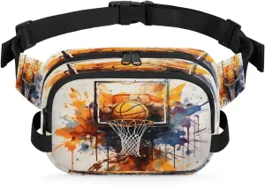 Basketball Rim Basketball Men's and Women's Waist Pack Crossbody Sports Basketball Waist Pack Running Strap, Adjustable Shoulder Strap - For Hiking and Running Exercise Fitness