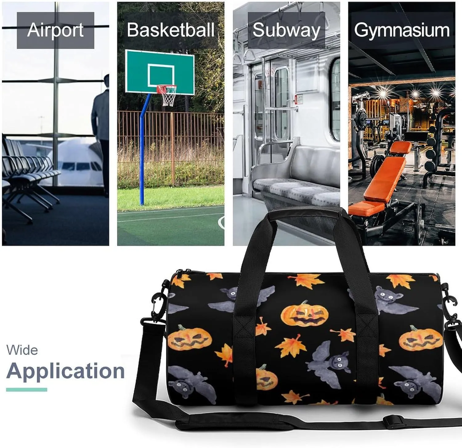 Bats Duffelbag Outdoor Tote Bag Cylindrical Duffelbags Picnic Bags Easy Carry Satchels Travel Handbag Sports Duffel Bags 17.7in/9in/9in