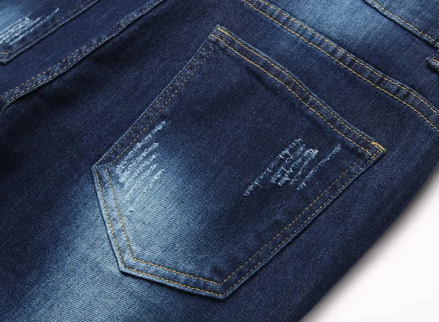 Baylvn Men's Designer Straight Slim Fit Patchwork Jeans Comfort Skinny Biker Denim Pants