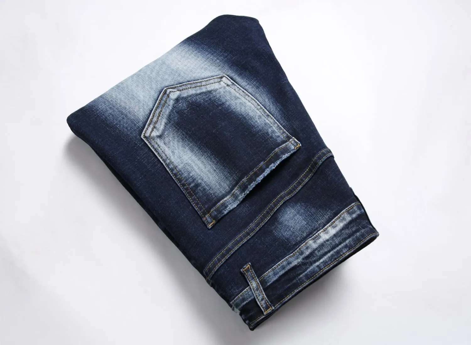 Baylvn Men's Designer Straight Slim Fit Patchwork Jeans Comfort Skinny Biker Denim Pants