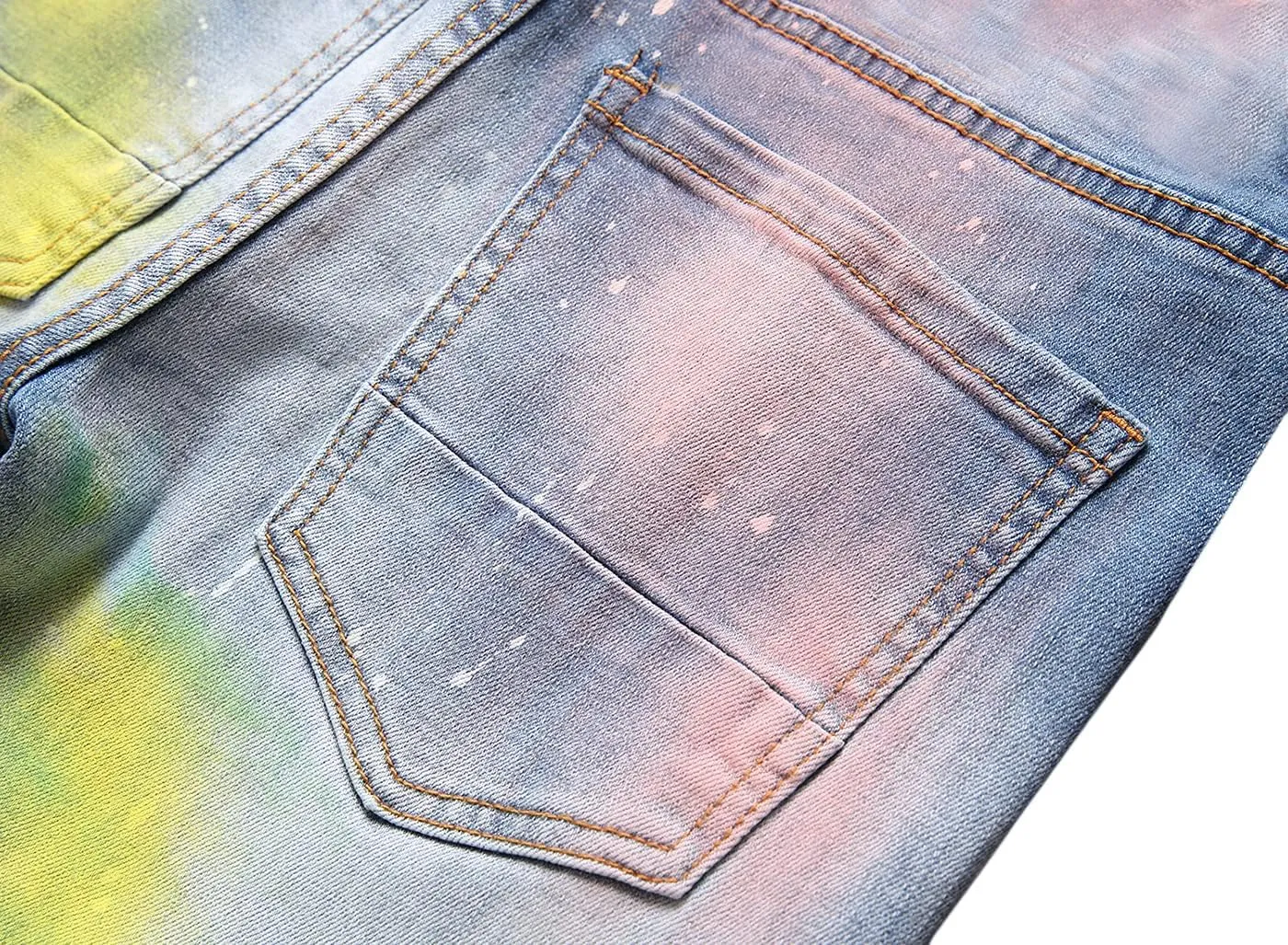 Baylvn Men's Designer Straight Slim Fit Patchwork Jeans Comfort Skinny Biker Denim Pants