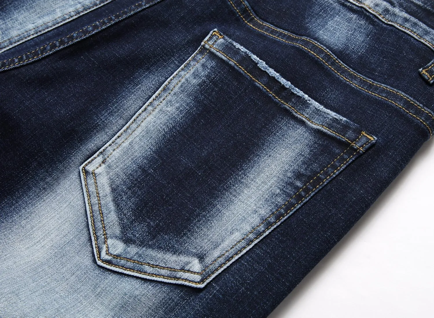 Baylvn Men's Designer Straight Slim Fit Patchwork Jeans Comfort Skinny Biker Denim Pants