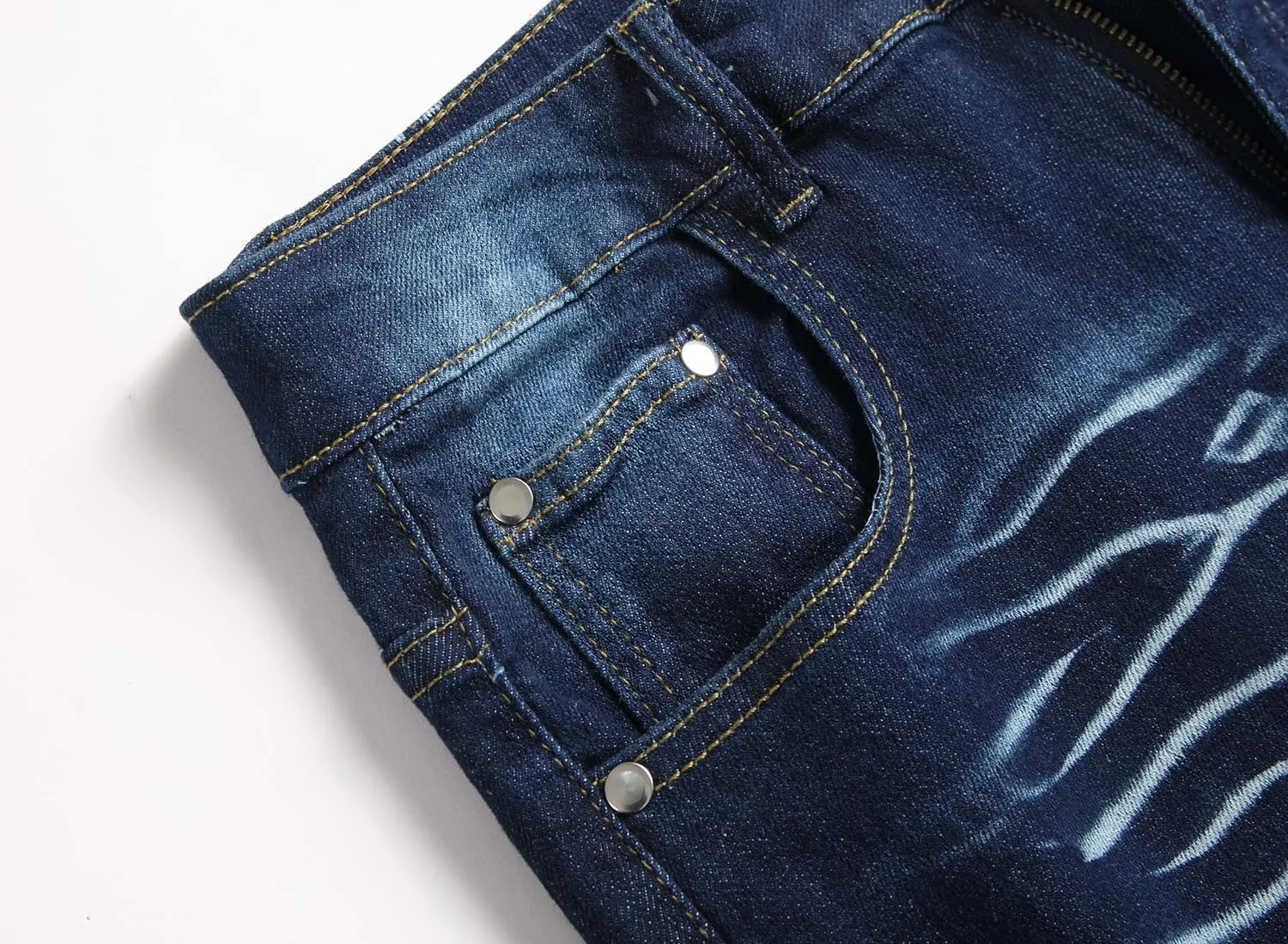 Baylvn Men's Designer Straight Slim Fit Patchwork Jeans Comfort Skinny Biker Denim Pants
