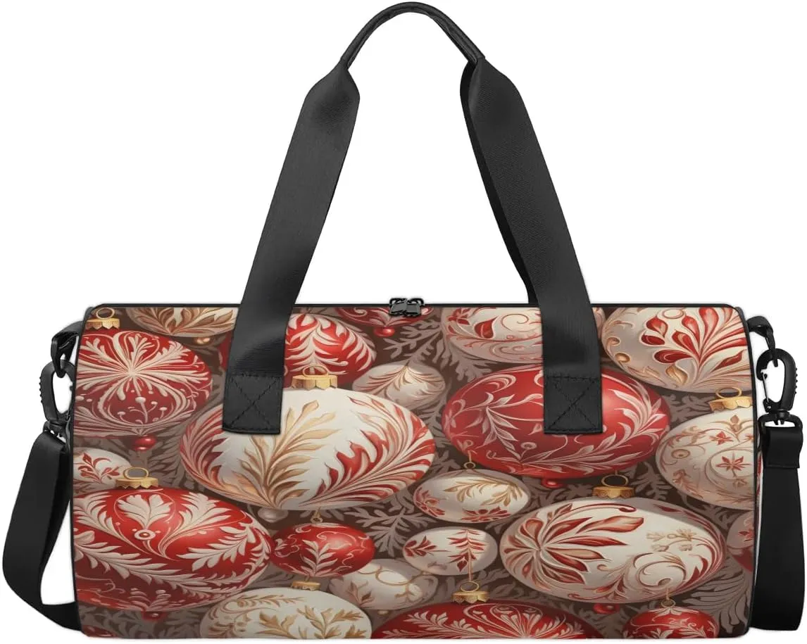 Bead Red Pattern Travel Gym Bag Waterproof Sport Dance Bag for Women Men Portable Gymnastics Duffel Bags Canvas Tote Carry on Handbag for Workout Overnight Weekender