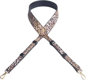 BEAULEGAN Wide Purse Strap Replacement - Microfiber Leather - 51 Inch Long Adjustable for Crossbody Shoulder Bag, Leopard/Gold