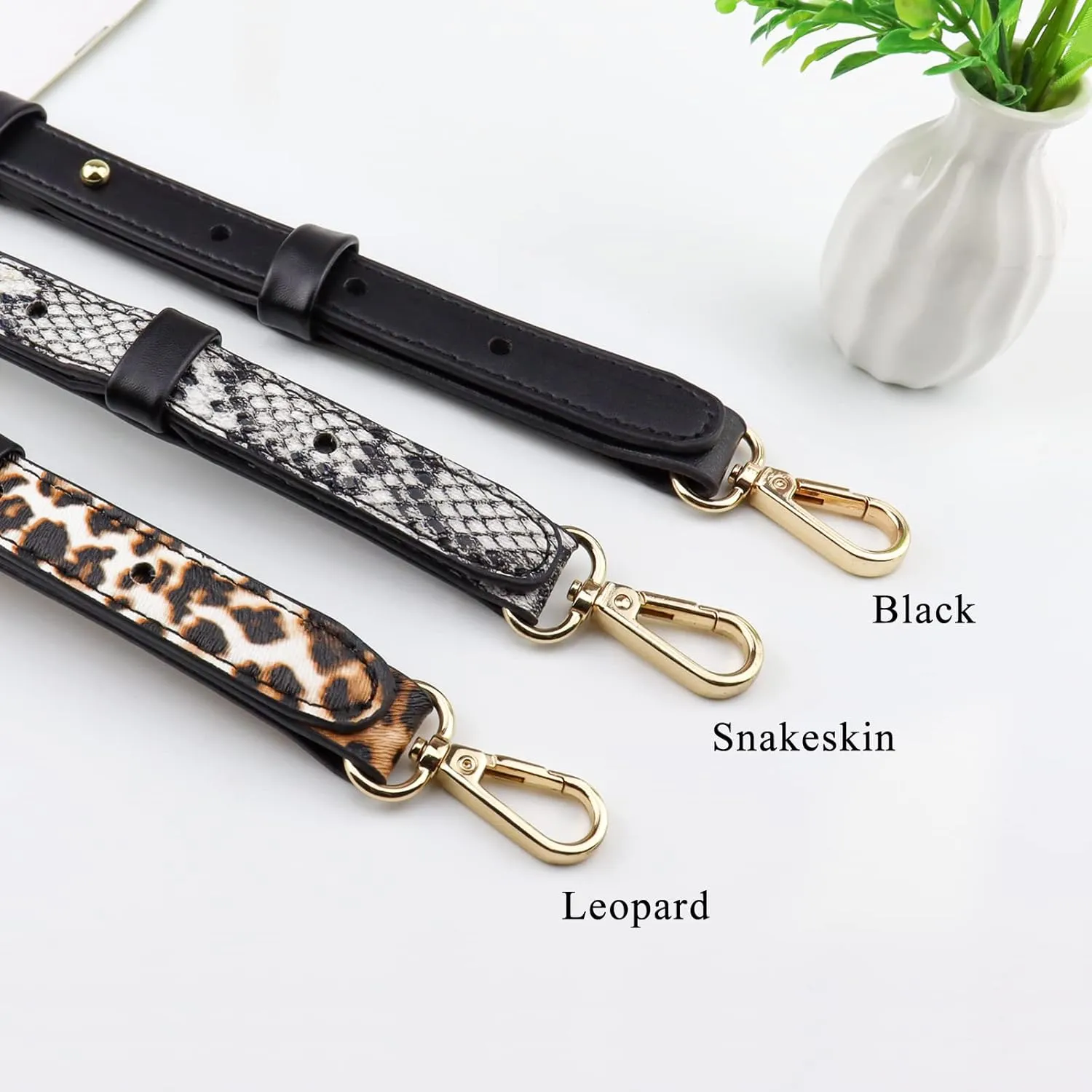 BEAULEGAN Wide Purse Strap Replacement - Microfiber Leather - 51 Inch Long Adjustable for Crossbody Shoulder Bag, Leopard/Gold