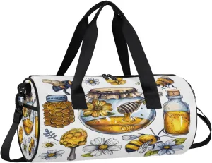 Bee Jar Travel Gym Bag Waterproof Sport Dance Bag for Women Men Portable Gymnastics Duffel Bags Canvas Tote Carry on Handbag for Workout Overnight Weekender