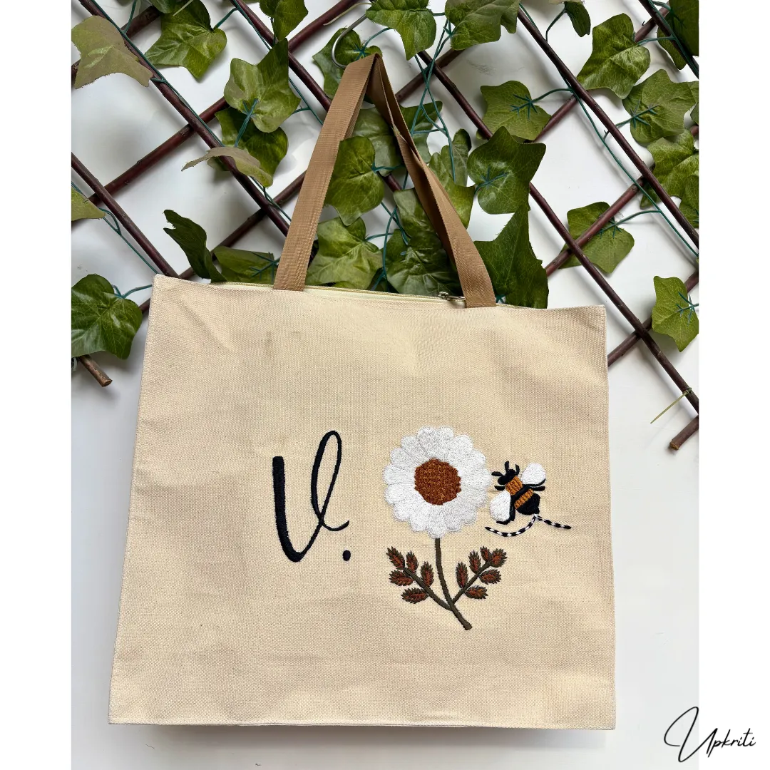 Bee Letter Blossom Tote Bag