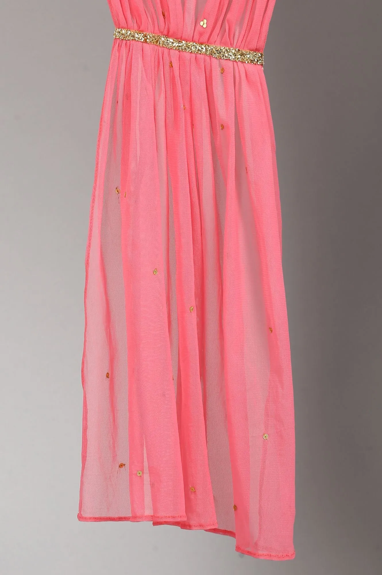 Beige Top Pink Skirt Dupatta Girls Set
