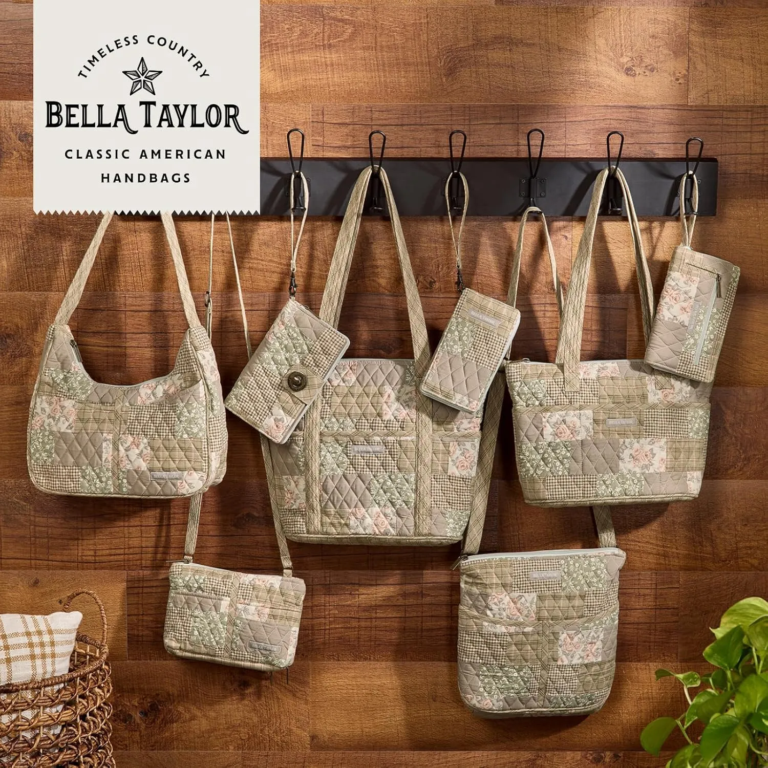 Bella Taylor Quilted Bible Cover for Women - Large Study Bible Case - Cameo Rose Patchwork