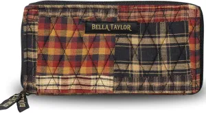 Bella Taylor Slim Card Wallet for Women | Quilted Cotton Fabric Zip Around Credit Card Wallet with RFID Protection | Beckham Patchwork