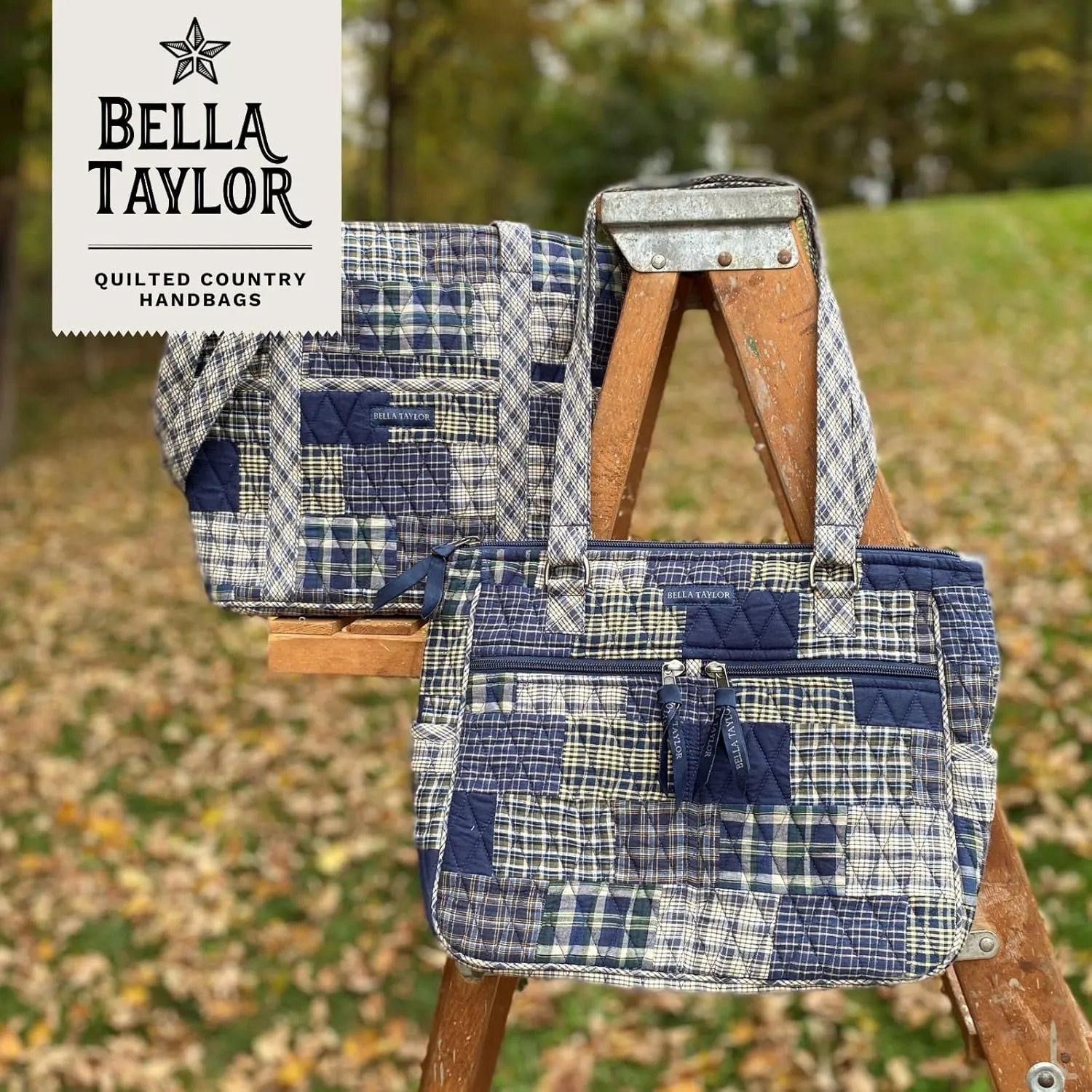 Bella Taylor Slim Card Wallet for Women | Quilted Cotton Fabric Zip Around Credit Card Wallet with RFID Protection | Columbus Patchwork