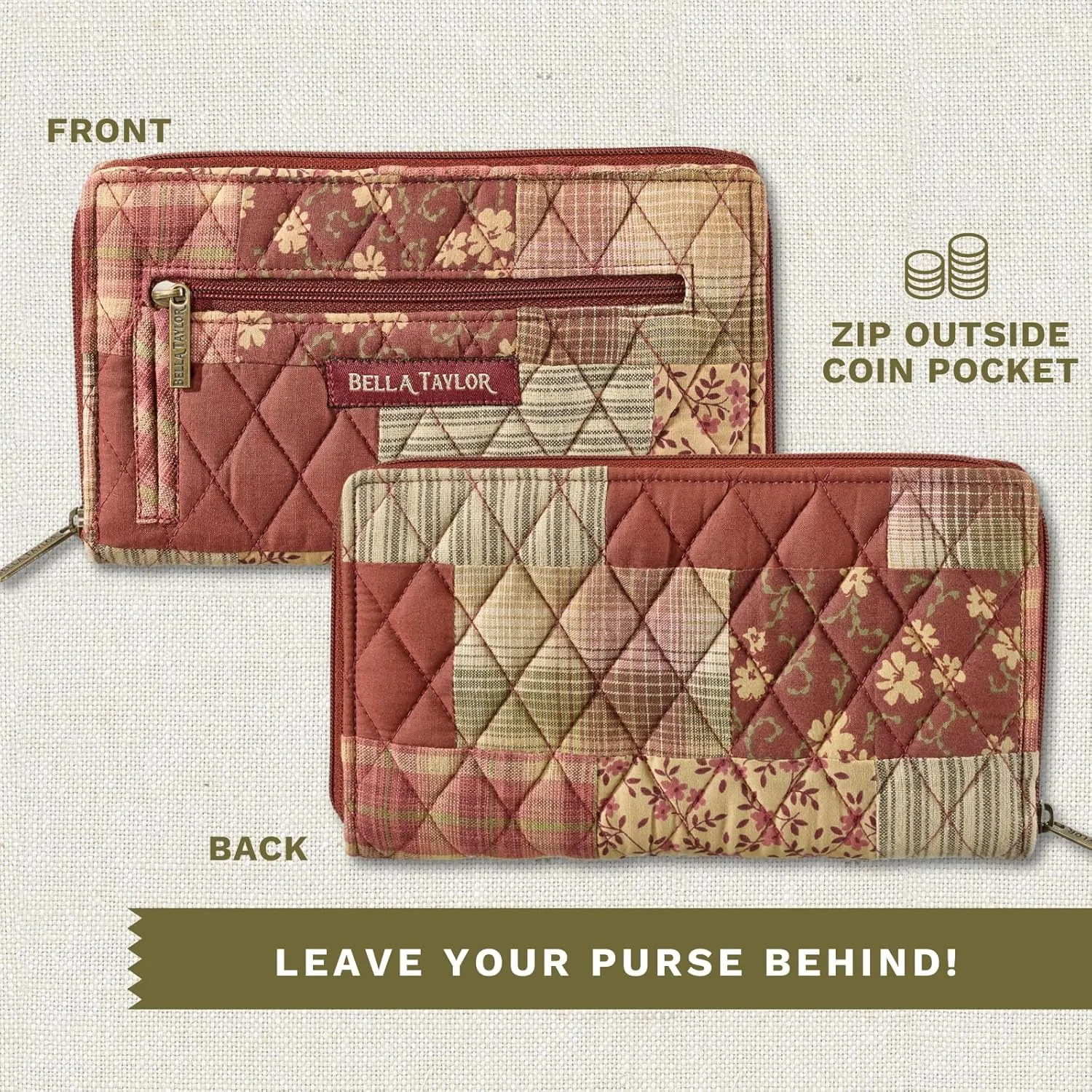 Bella Taylor Wrist Strap Wallet for Women | Multi Card Zip Around Wallet with RFID Protection and Wristlet Strap
