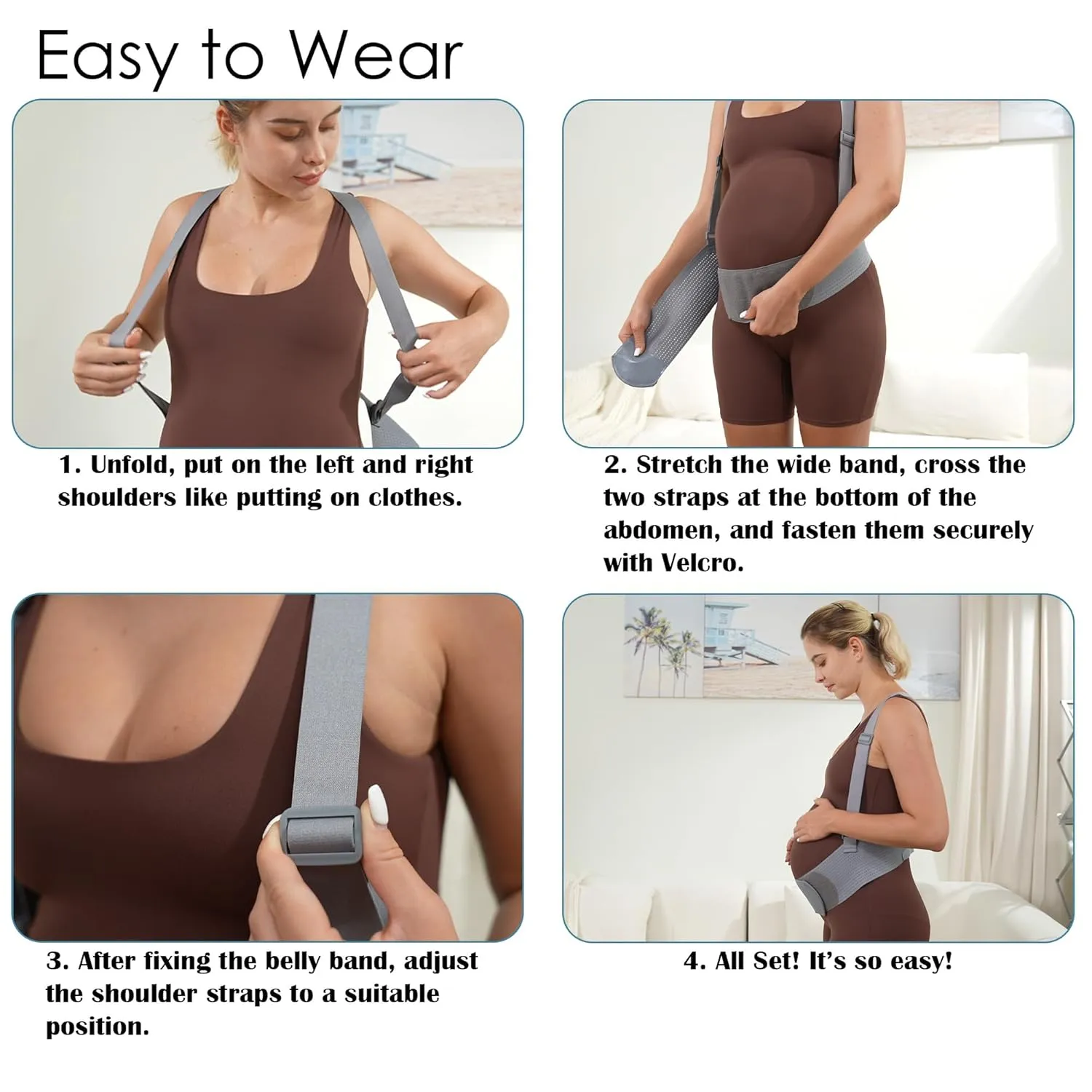 Belly Bands for Pregnant Women, Breathable Pregnancy Belly Support Belt with Adjustable Straps, Back Support, Pelvic Support Belt for Pregnancy (Gray, X-Large)