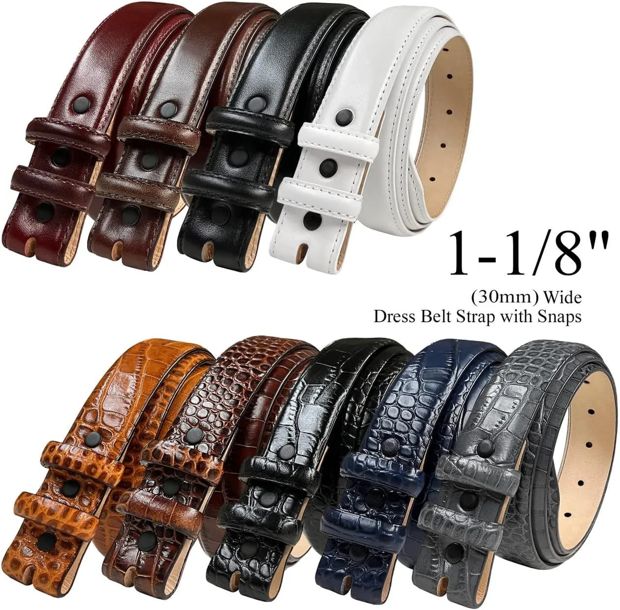 Belts.com Cowhide Full-Grain Genuine Leather Dress Belt Strap,1''(25mm)&1-1/8"(30mm)&1-1/4"(32mm) Wide
