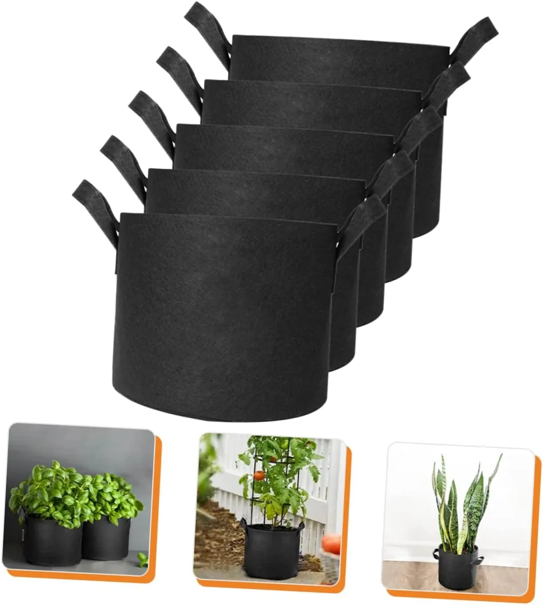 BESPORTBLE 5pcs Grow Bag Fabric Bags Gardening and Potting Nursery for Horticultural Raise Grown Planting Grower Plants Non-Woven Planter Non-Woven Bag Flower Planter