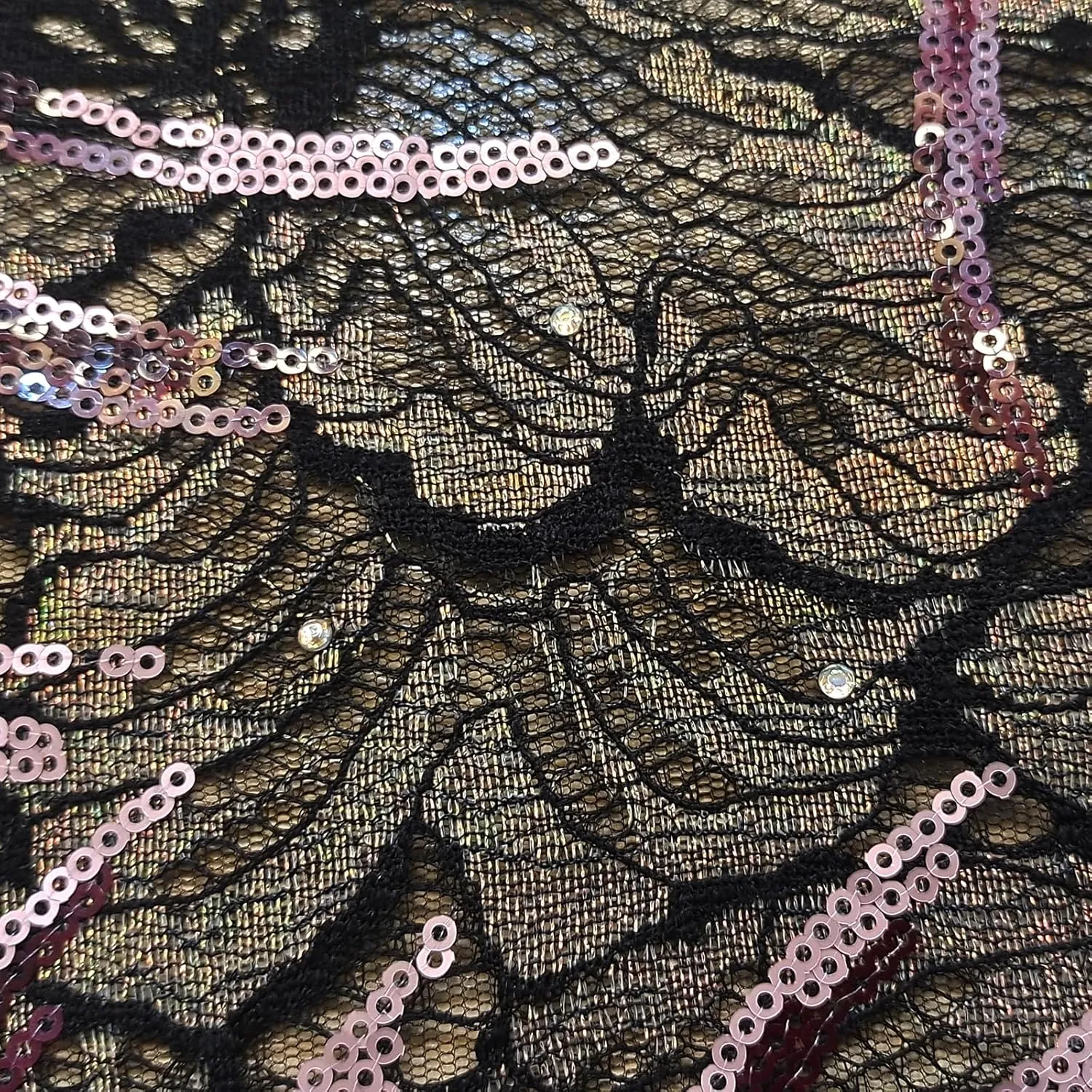 Bestway Lace Sequins African Lace Fabric 5 Yards Rhinestones Embroidery Net Tulle Lace Material for Nigerian Wedding Party Dress Sewing (Onion)