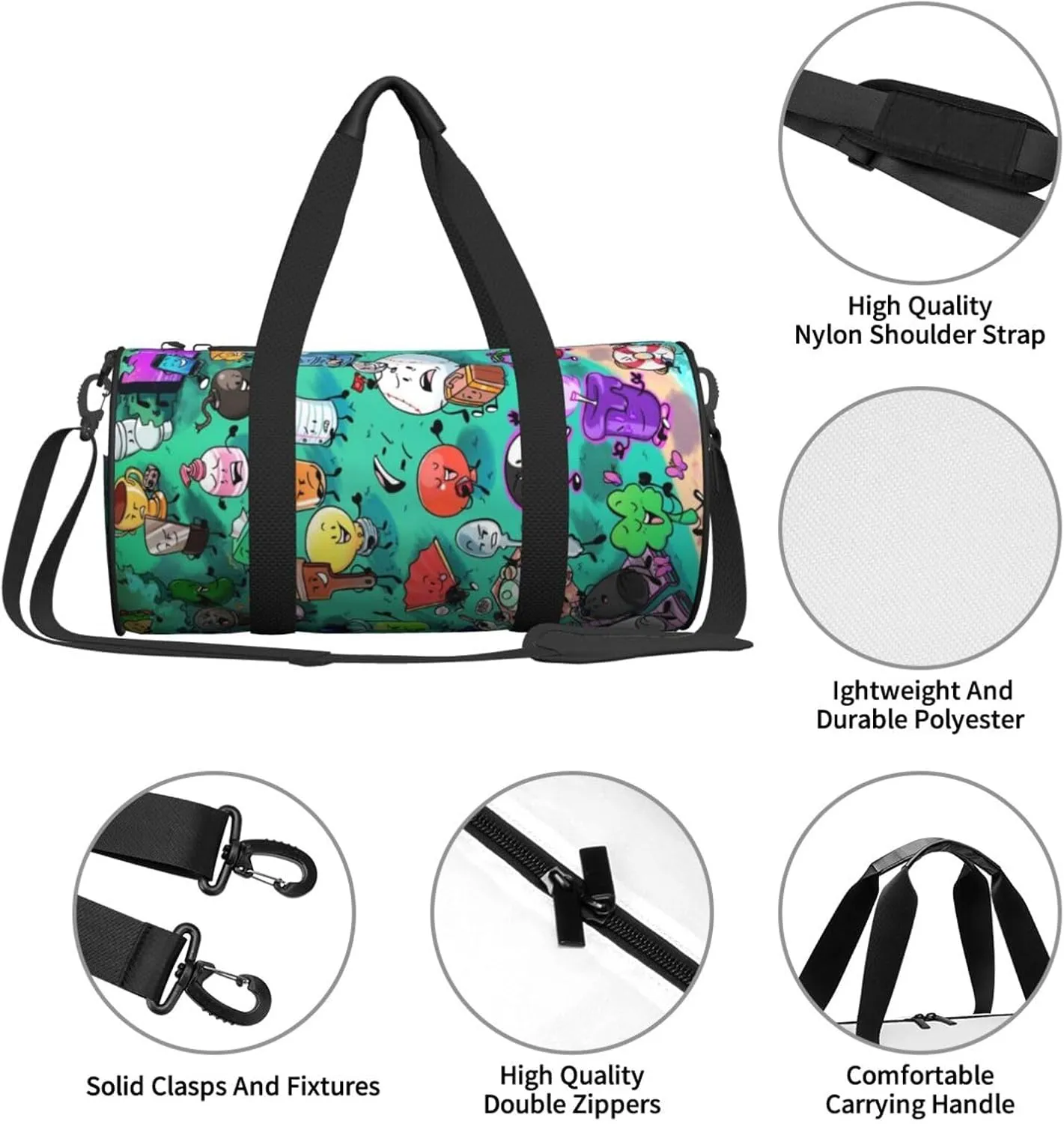 Bfdi-Battle for Dream Island Duffel Bags,Traveling Sports Gym Bags for Men and Women