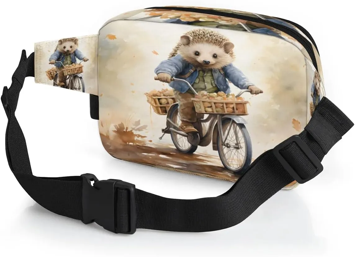 Bicycle Hedgehog Men's and Women's Waist Pack Crossbody Cartoon Hedgehog Waist Pack Running Strap, Adjustable Shoulder Strap - For Hiking and Running Exercise Fitness
