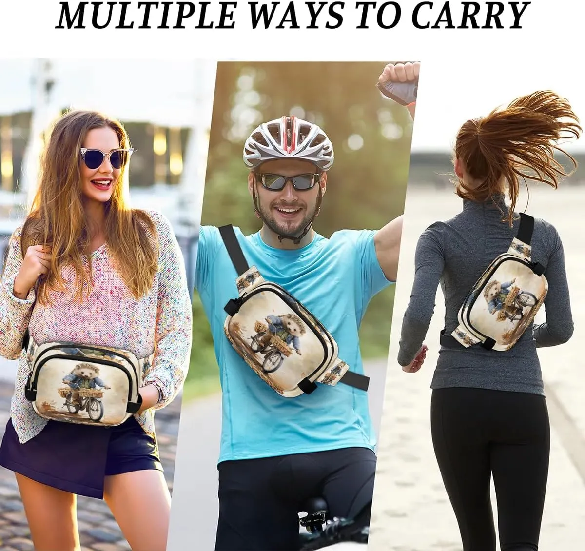 Bicycle Hedgehog Men's and Women's Waist Pack Crossbody Cartoon Hedgehog Waist Pack Running Strap, Adjustable Shoulder Strap - For Hiking and Running Exercise Fitness