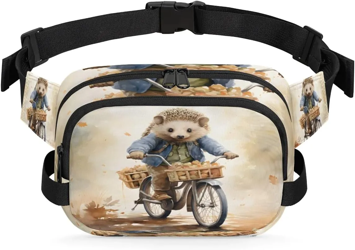 Bicycle Hedgehog Men's and Women's Waist Pack Crossbody Cartoon Hedgehog Waist Pack Running Strap, Adjustable Shoulder Strap - For Hiking and Running Exercise Fitness