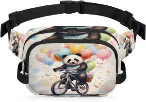 Bicycle Panda Men's and Women's Waist Pack Crossbody Panda balloon Waist Pack Running Strap, Adjustable Shoulder Strap - For Hiking and Running Exercise Fitness
