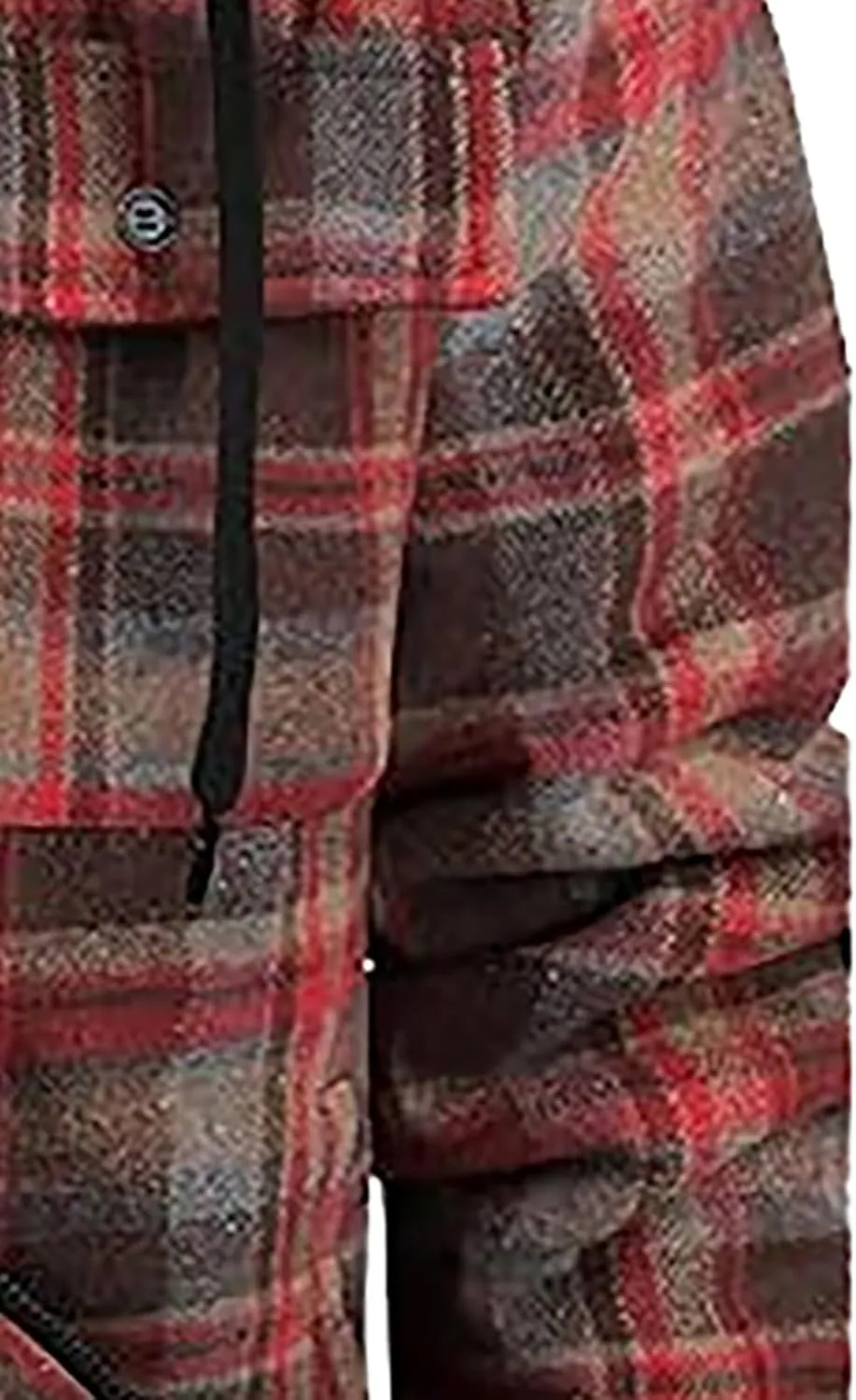 Big and Tall Flannel Jacket for Men Cotton Plaid Fleece Lined Hoodies Sherpa Full Zip Plus Size Fall Winter Warm Coat