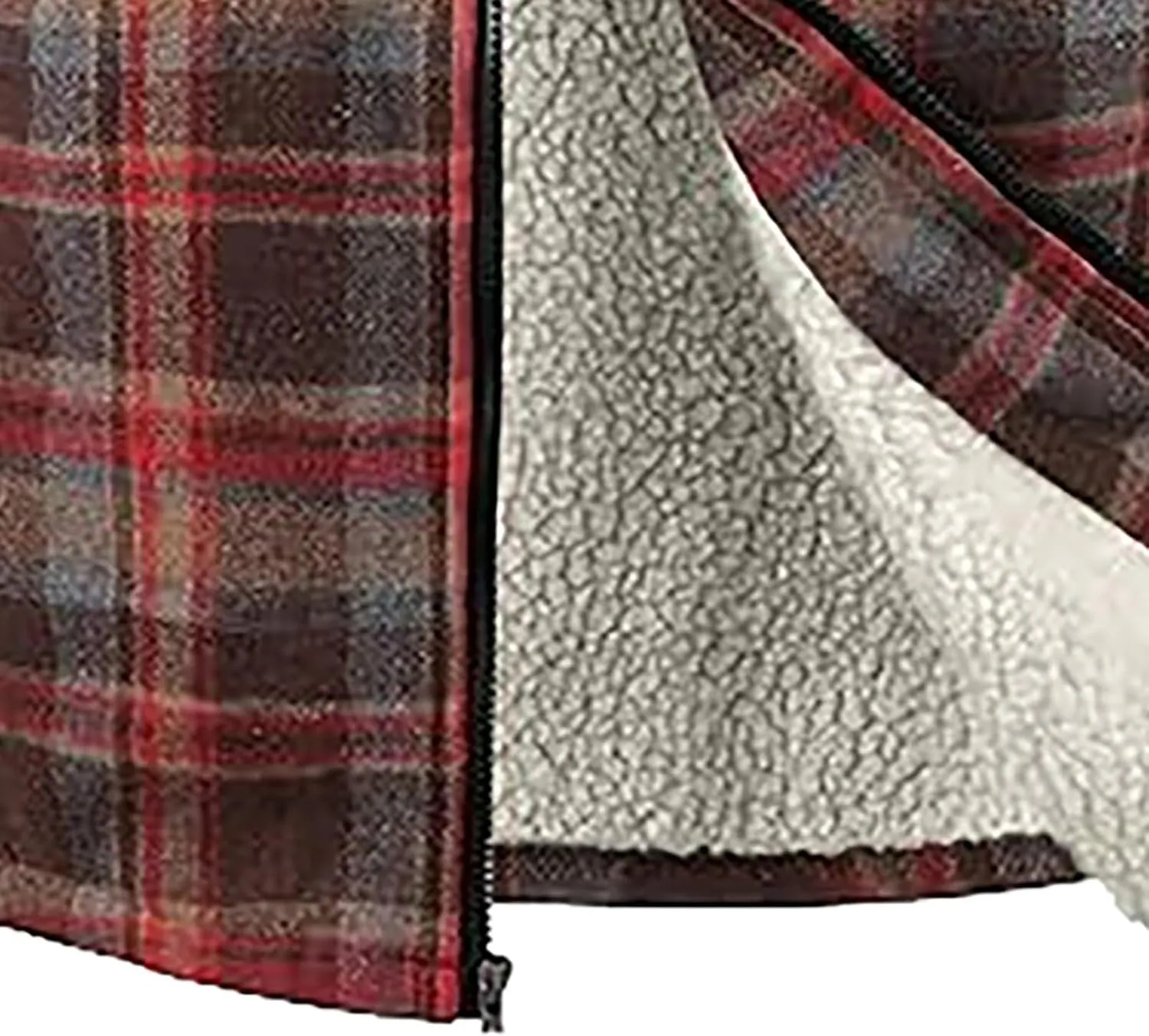 Big and Tall Flannel Jacket for Men Cotton Plaid Fleece Lined Hoodies Sherpa Full Zip Plus Size Fall Winter Warm Coat