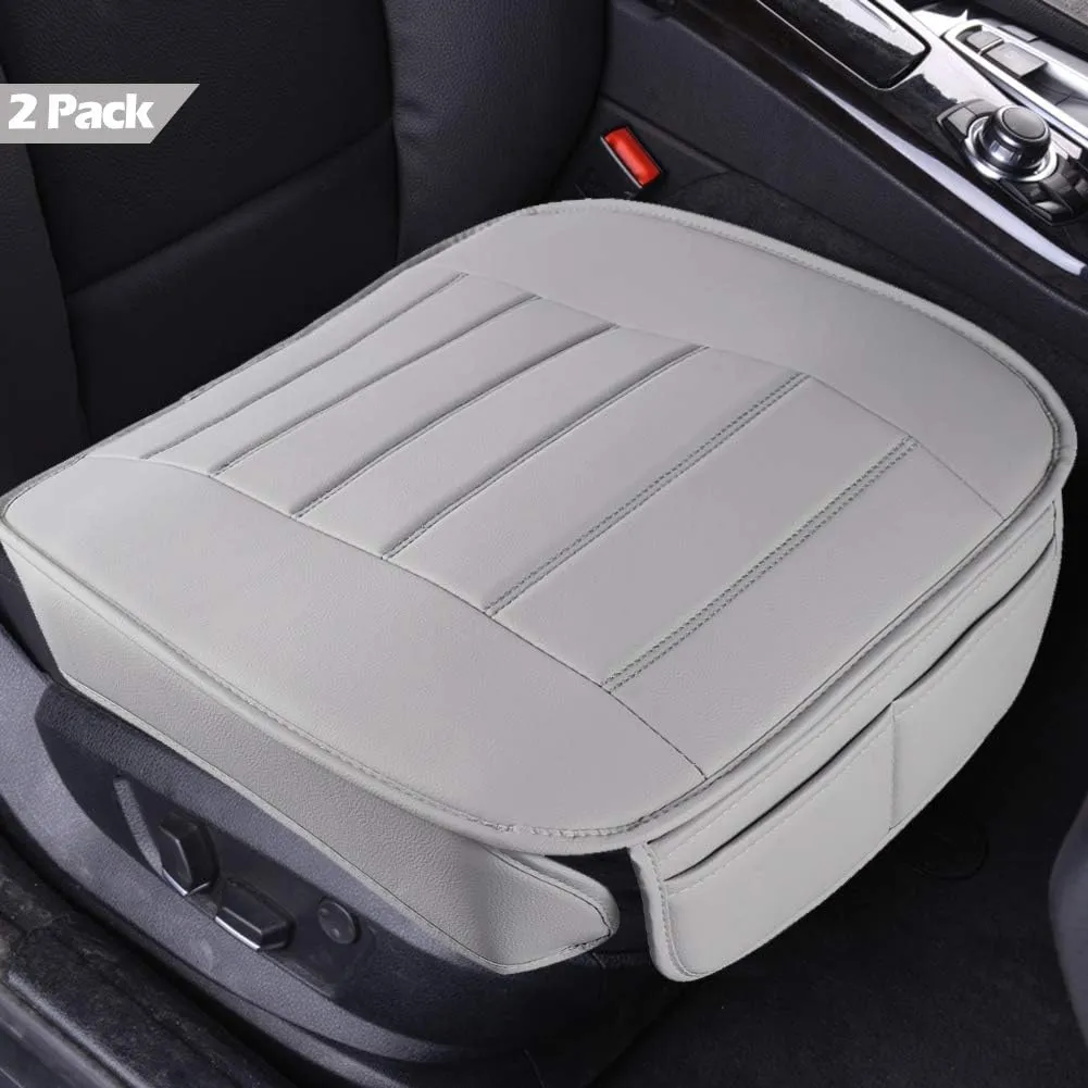 Big Ant Car Seat Covers 2 Pack, Edge Wrapping Car Seat Pad for Car with PU Faux Leather (Gray)
