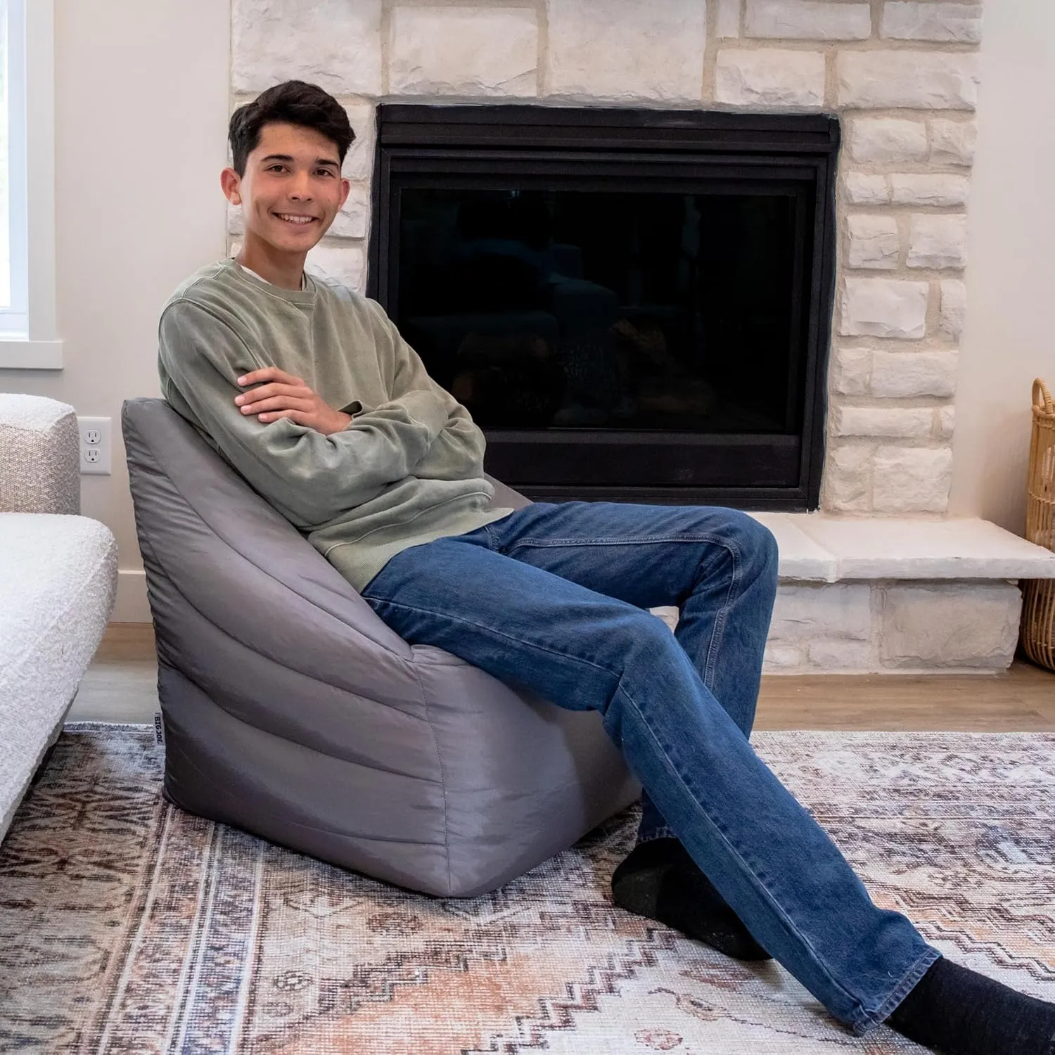 Big Joe Aurora Bean Bag Chair, Graphite Smartmax, Durable Polyester Nylon Blend, 2.2 feet
