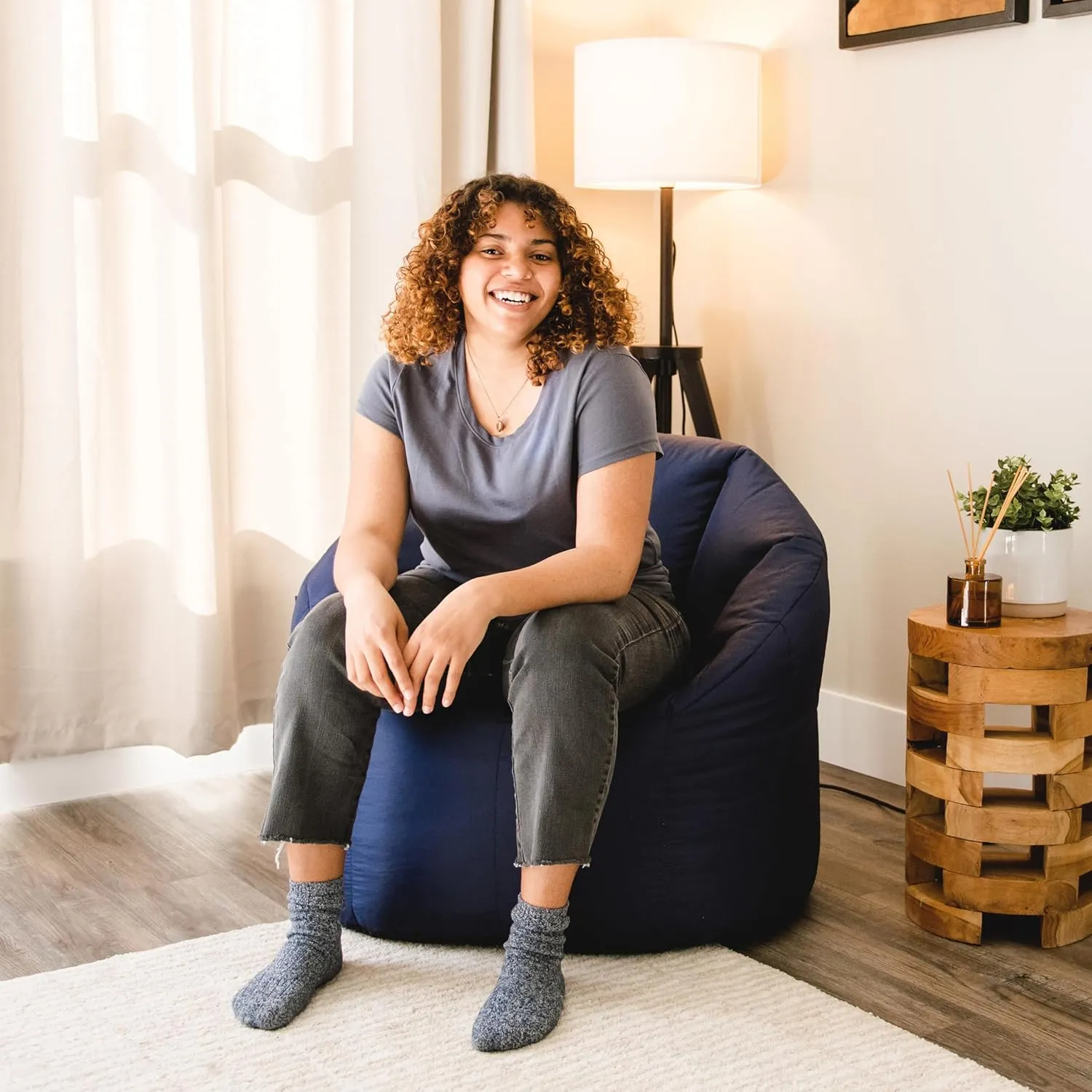 Big Joe Milano Beanbag Chair Navy Smartmax