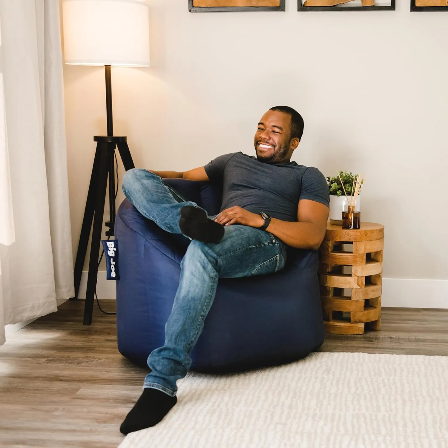 Big Joe Milano Beanbag Chair Navy Smartmax