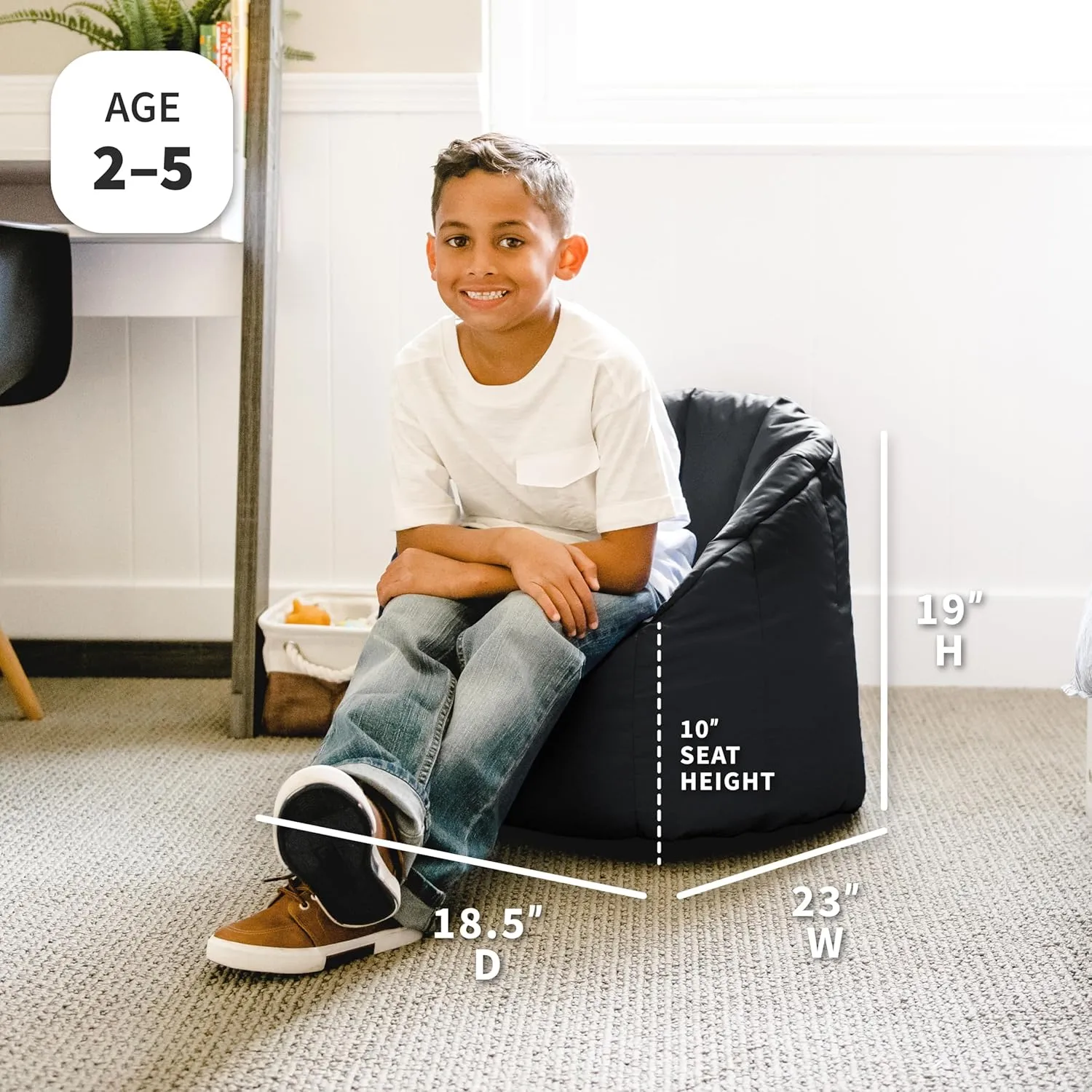 Big Joe Milano Kid's Smartmax Black Beanbag Chair