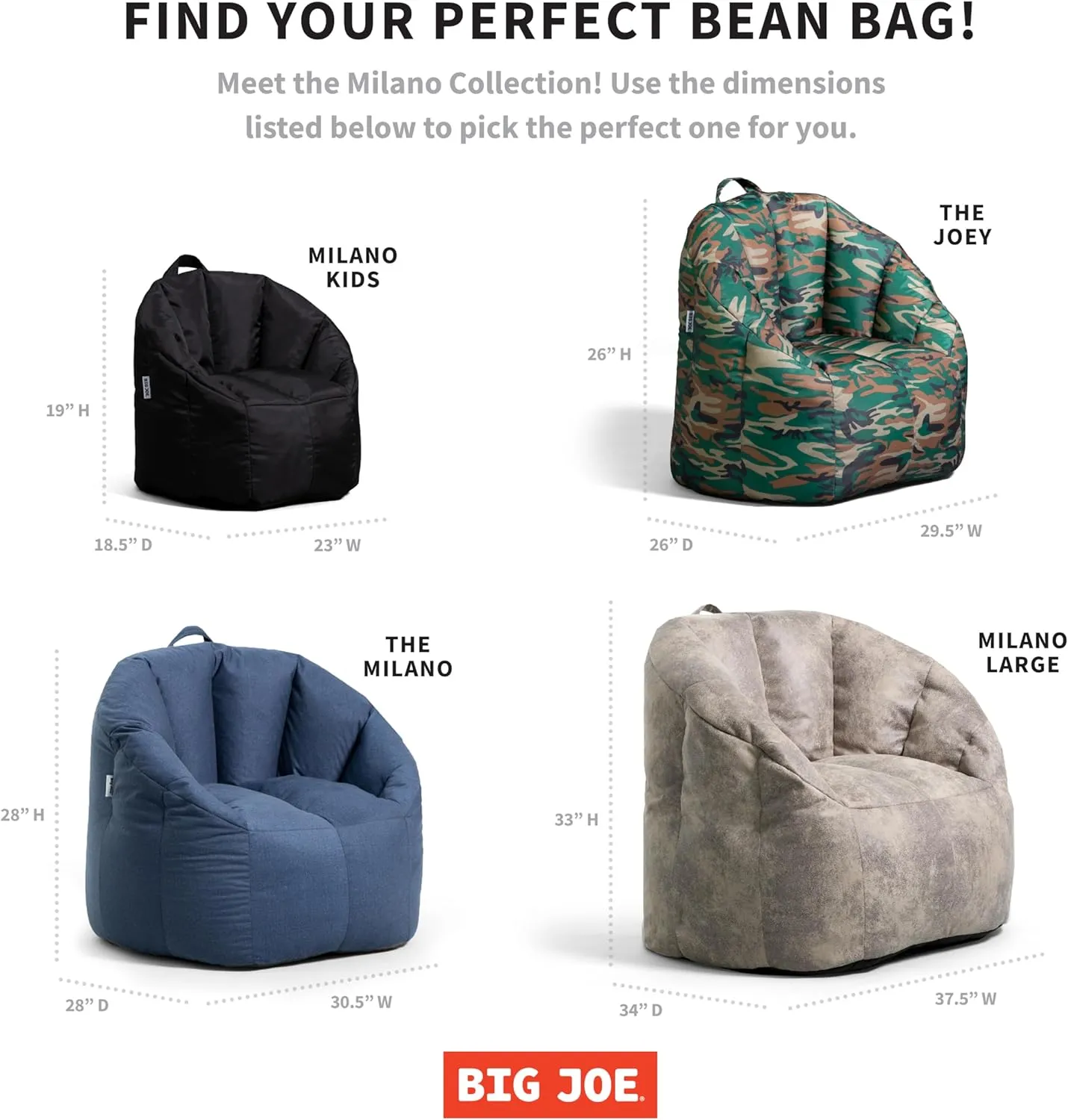 Big Joe Milano Kid's Smartmax Black Beanbag Chair