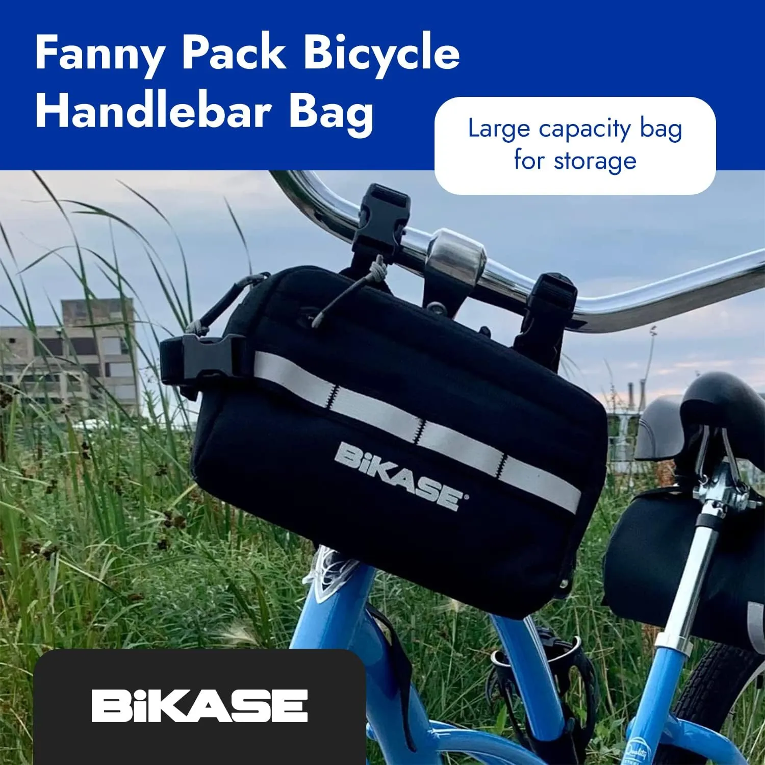 BiKase Hipster Bike Bag, Fanny Pack & Bicycle Handlebar Bag - Multipurpose Bike Pouch for Handlebars, Mounts as a Frame Bag Waterproof, Handle Bar Cycling Accessories