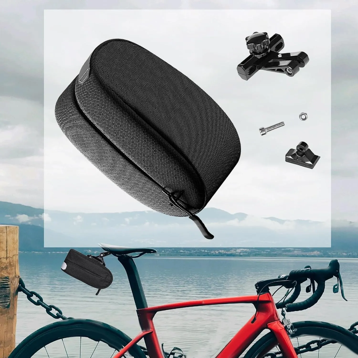 Bike Seat Bag Saddle Bag Waterproof Hard Shell Storage Pouch Rear, Black
