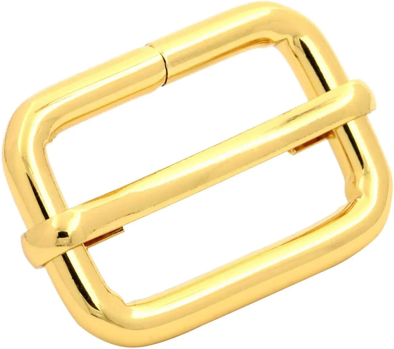 BIKICOCO Metal Slide Adjuster Buckle Tri-Glides with Movable Center Bar, for Straps, 1 x 0.6 Inch, Gold, Pack of 30
