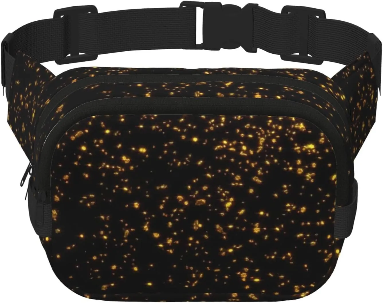 black and gold wallpaper print Belt Bag with Pockets,Fanny Packs for Women Men, Fashion Crossbody Bags,Waist Packs