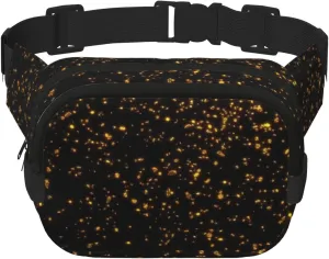 black and gold wallpaper print Belt Bag with Pockets,Fanny Packs for Women Men, Fashion Crossbody Bags,Waist Packs