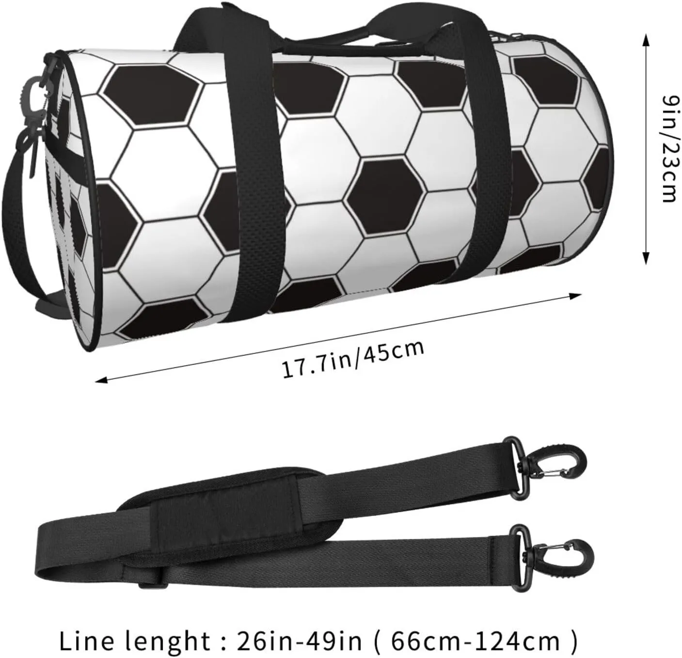 Black And White Soccer Funny Football Foldable Duffle Bag For Women - Workout Bag For Gym Men - Boy Gym Bag - Girls Small Weekender Duffel Bag - Packable Luggage Bag For Travel Sports