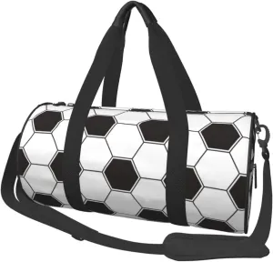 Black And White Soccer Funny Football Foldable Duffle Bag For Women - Workout Bag For Gym Men - Boy Gym Bag - Girls Small Weekender Duffel Bag - Packable Luggage Bag For Travel Sports