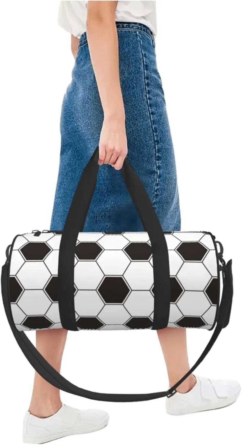 Black And White Soccer Funny Football Foldable Duffle Bag For Women - Workout Bag For Gym Men - Boy Gym Bag - Girls Small Weekender Duffel Bag - Packable Luggage Bag For Travel Sports