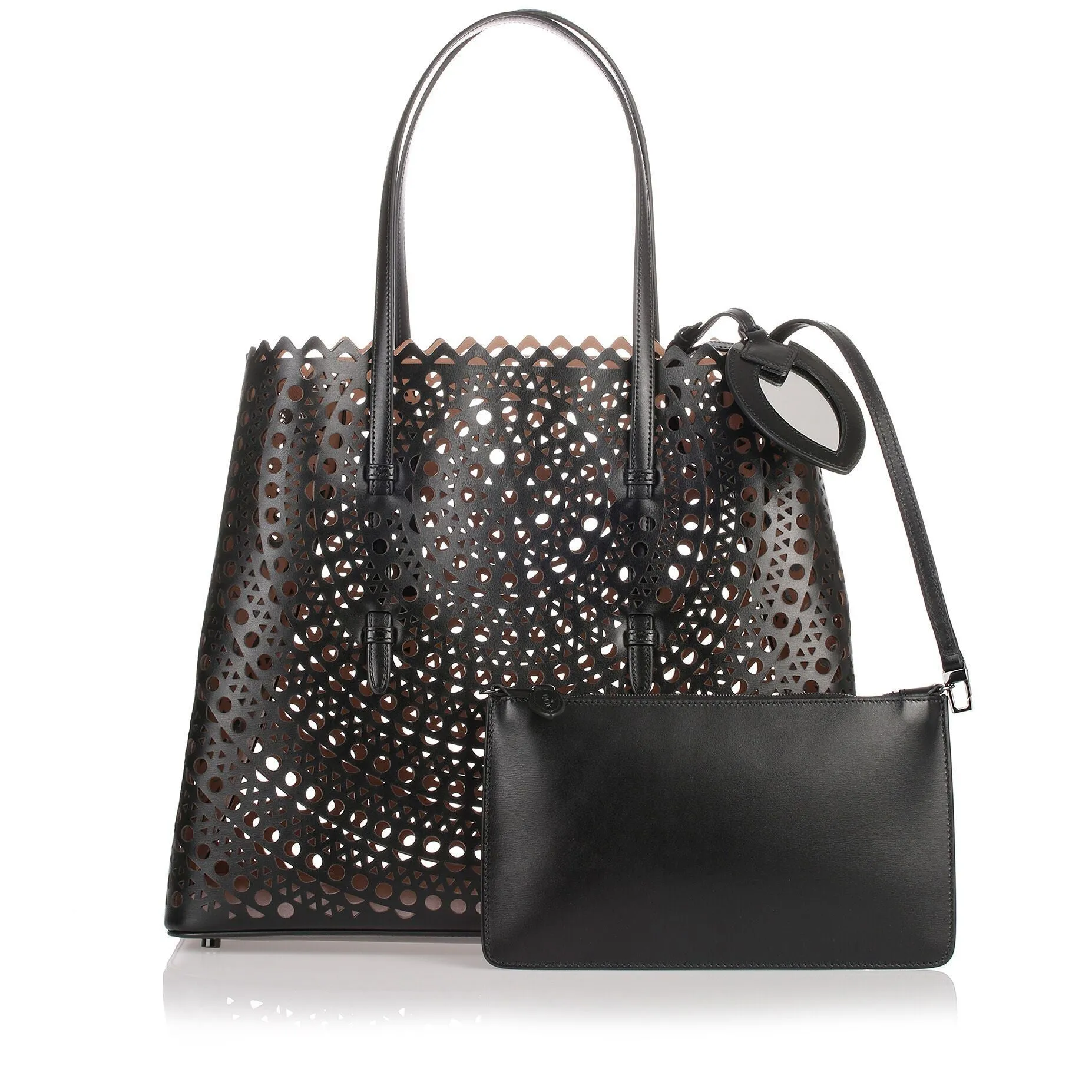 Black leather cut-out bag