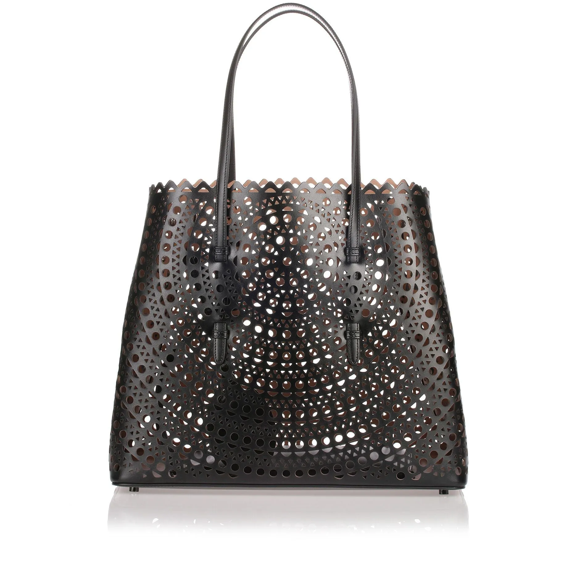 Black leather cut-out bag