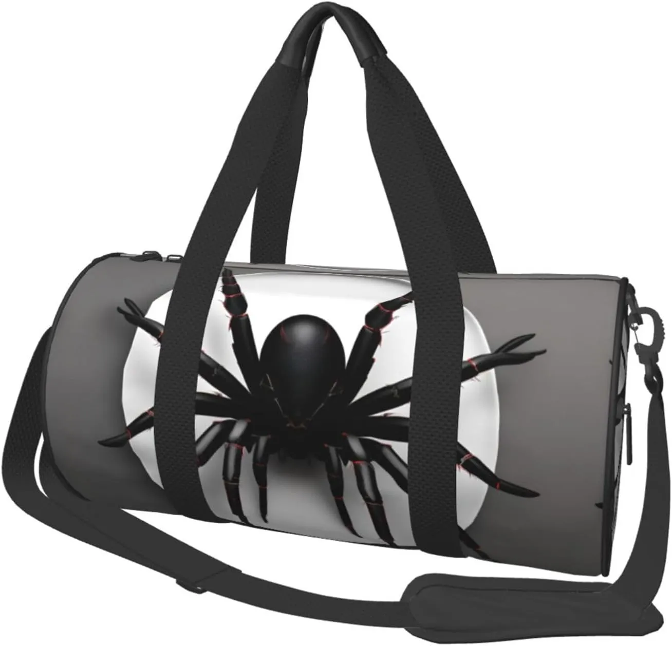 Black Spider Duffel Bag Foldable Gym Bag For Men Women, Lightweight With Inner Pocket For Travel Sports