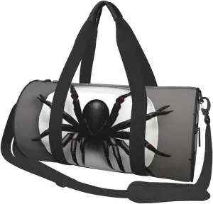 Black Spider Duffel Bag Foldable Gym Bag For Men Women, Lightweight With Inner Pocket For Travel Sports