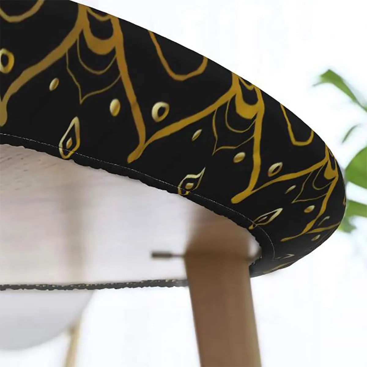 Black White Grey Round Tablecloth with Elastic Edges Scarf Patterns in Patchwork Soft-Touch Fitted Table Cloth, Waterproof Oil-Proof Table Cover Plaid Striped Fits up 40"-44" Diameter Tables